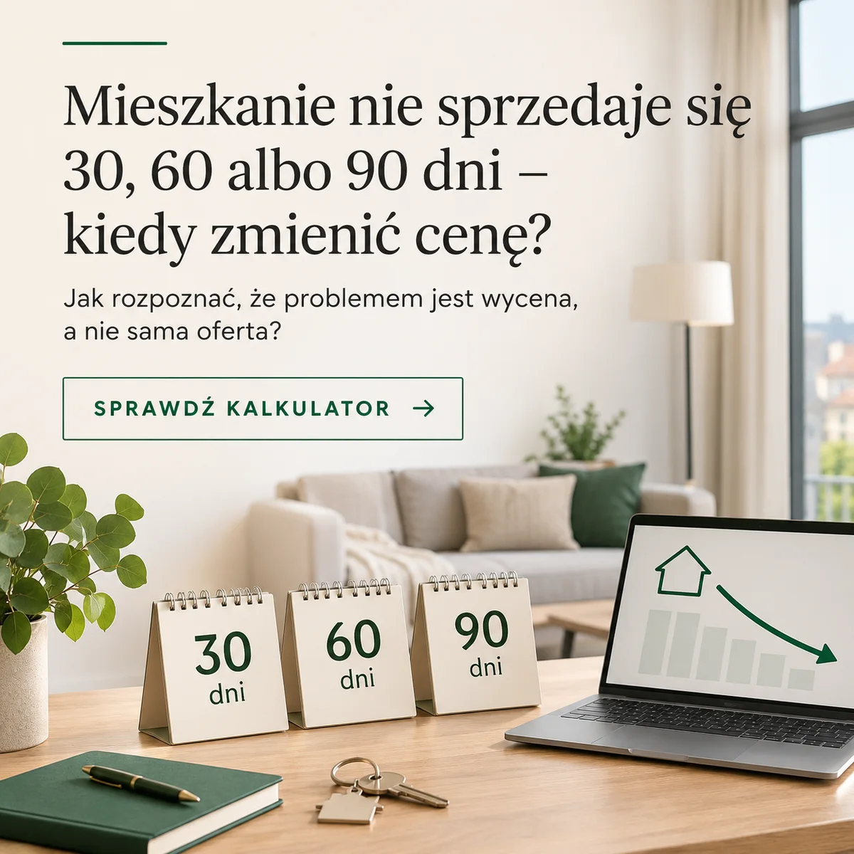 Mieszkanie nie sprzedaje się 30 60 90 dni – kiedy zmienić cenę
